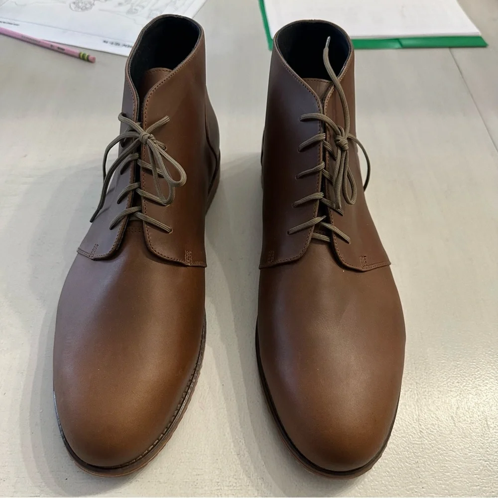 Nisolo Men's Everyday Chukka Lace-Up Boots in Brown Leather Sz 12 NIB